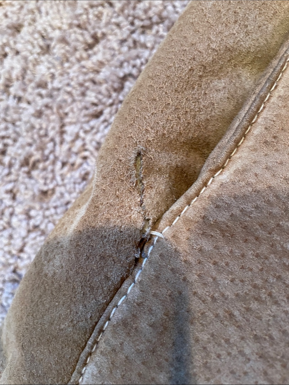 Wilsons Leather Tan Suede Teddy Coat with Cream Faux Fur Trim - Picture 7 of 11